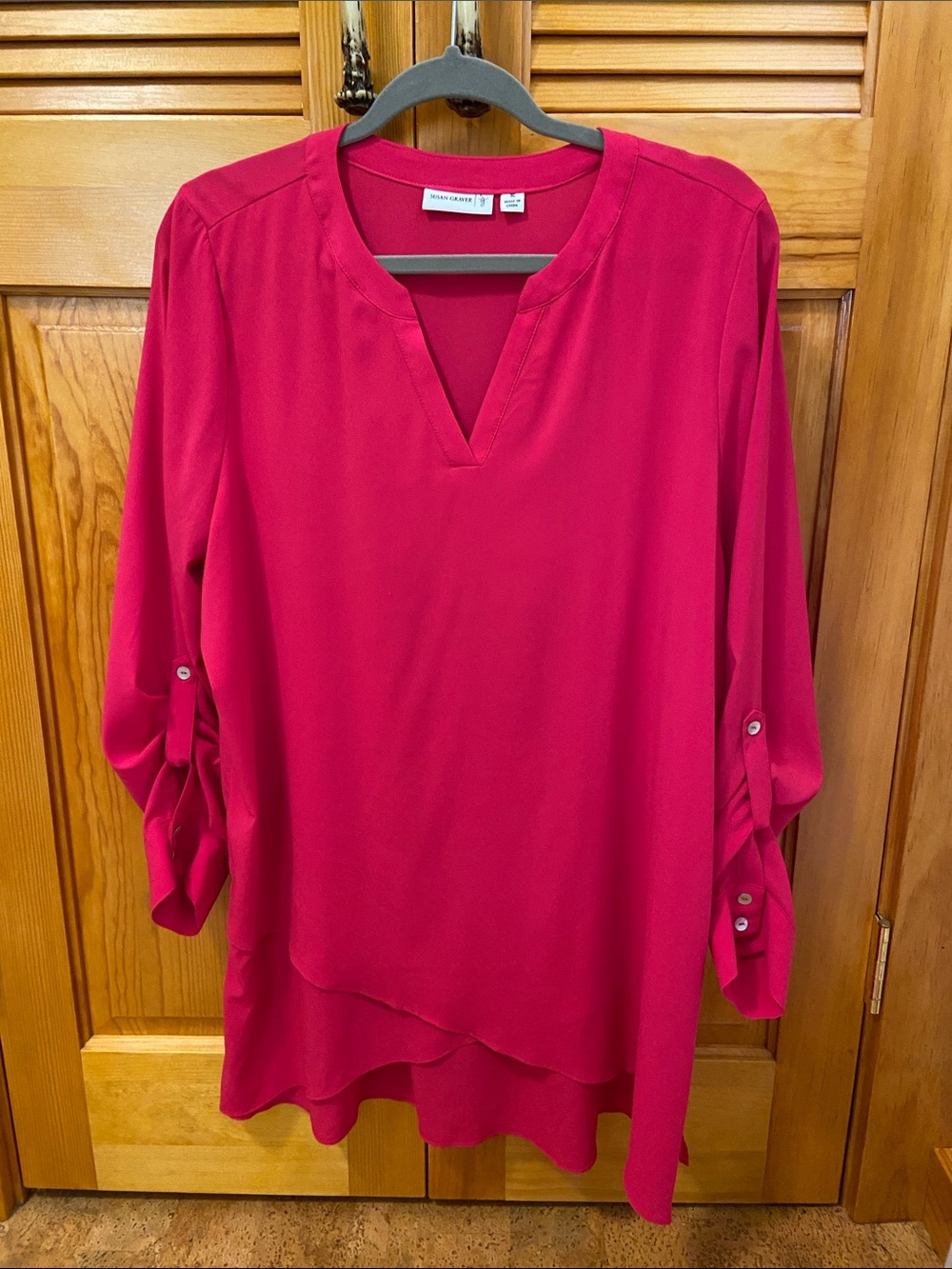 Susan Graver Fuchsia Split-Neck Tunic